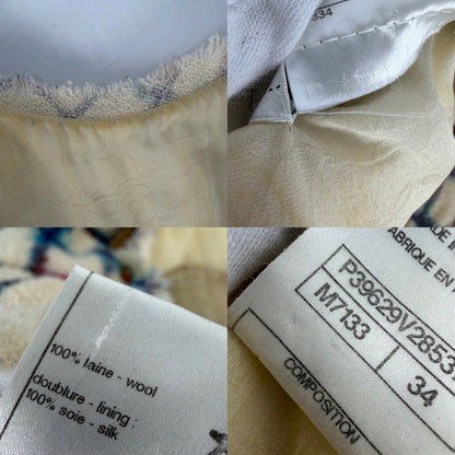 Chanel Dress Tweed Check Coco Button Short Sleeve 34 Beige Multicolor Wool — view 4