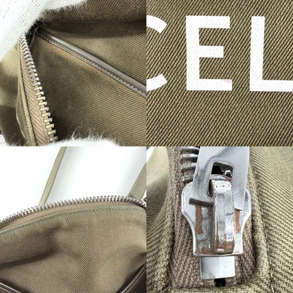 Celine Belt Bag Logo Bag Canvas Khaki Silver — view 6