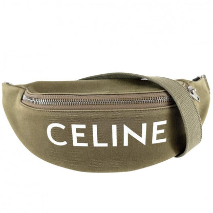 Celine Belt Bag Logo Bag Canvas Khaki Silver