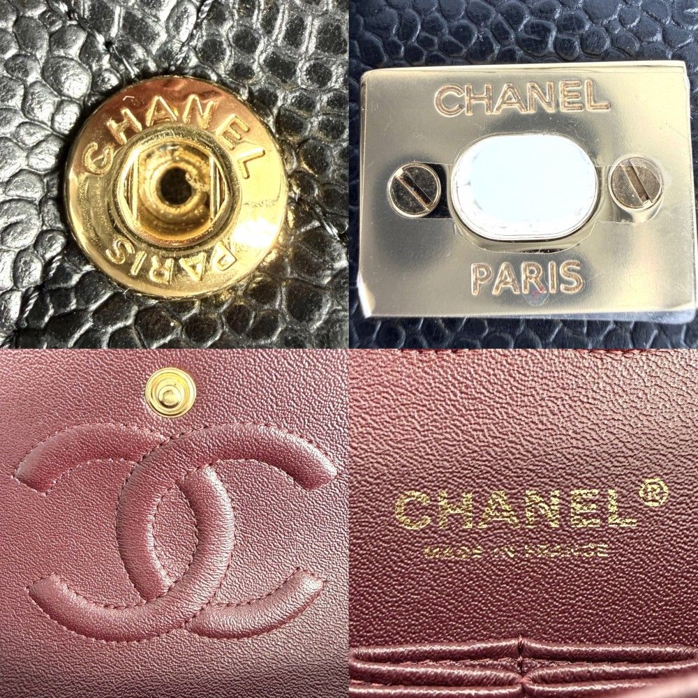 Chanel Shoulder Bag Quilted 25 Double Chain CC Logo Flap Crossbody Caviar — view 5