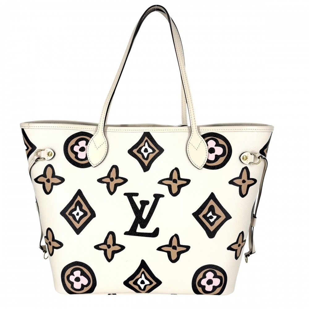 Louis Vuitton Tote Neverfull MM Handbag Wild at Heart Shoulder Leopard Ivory — view 2