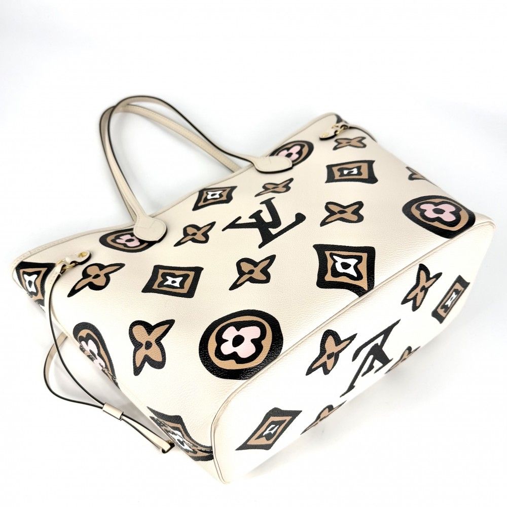 Louis Vuitton Tote Neverfull MM Handbag Wild at Heart Shoulder Leopard Ivory — view 3