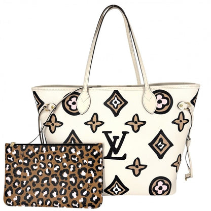 Louis Vuitton Tote Neverfull MM Handbag Wild at Heart Shoulder Leopard Ivory