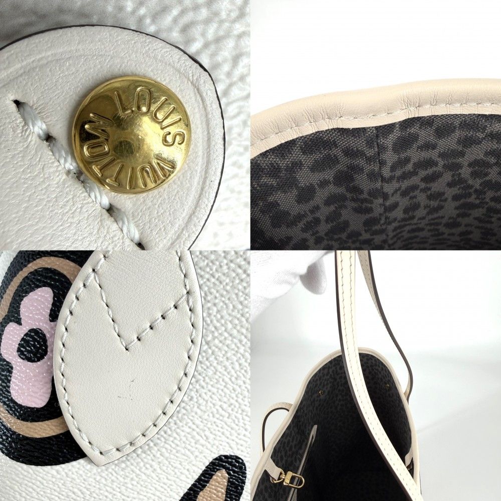 Louis Vuitton Tote Neverfull MM Handbag Wild at Heart Shoulder Leopard Ivory — view 6