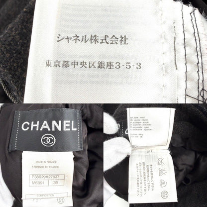 Chanel Dress Tweed Stand Color Long Sleeve 36 Brown Gold Fall Winter — view 3