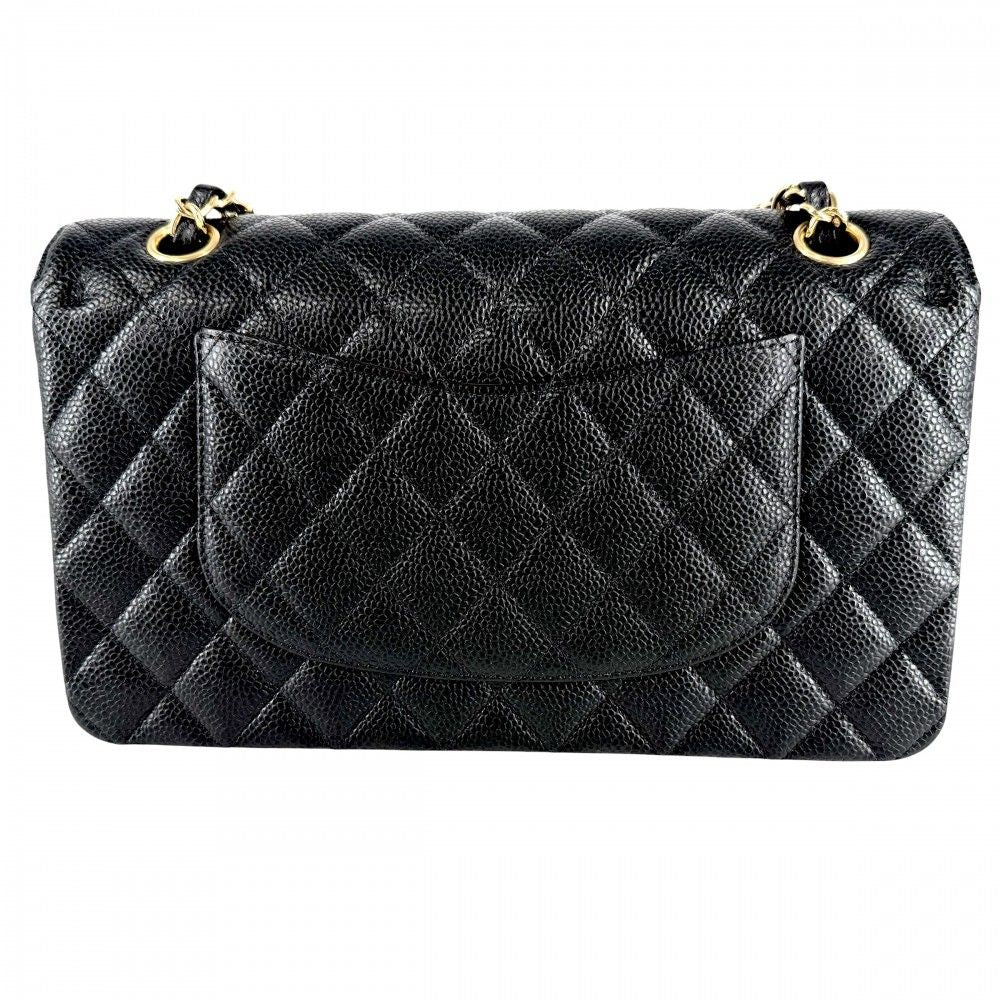 Chanel Shoulder Bag Quilted 25 Double Chain CC Logo Flap Crossbody Caviar — view 2