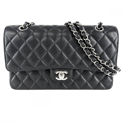 Chanel Shoulder Bag Quilted 25 Double Chain CC Logo Flap Crossbody Caviar