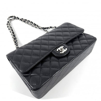 Chanel Shoulder Bag Quilted 25 Double Chain CC Logo Flap Crossbody Caviar — view 3