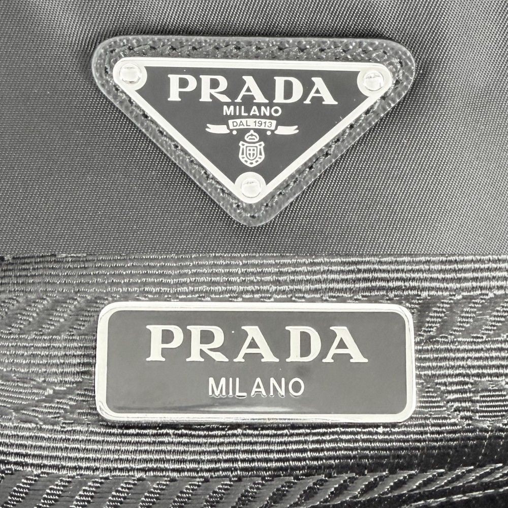 Prada Shoulder Bag Mini Triangle Logo Strap Crossbody 1 Nylon Black Silver — view 5