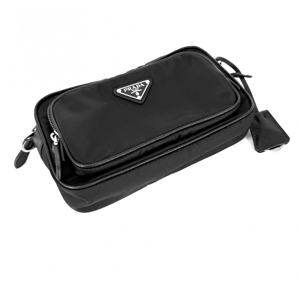 Prada Shoulder Bag Mini Triangle Logo Strap Crossbody 1 Nylon Black Silver — view 3