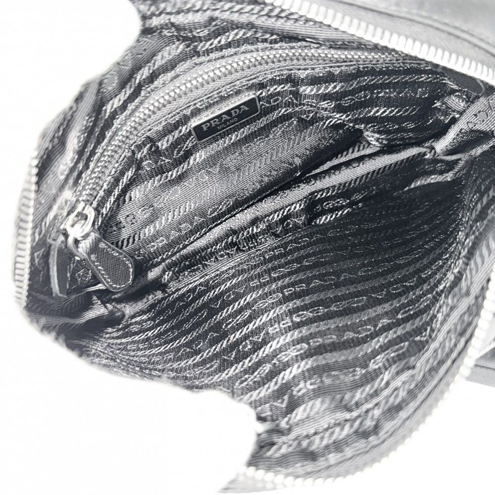 Prada Shoulder Bag Mini Triangle Logo Strap Crossbody 1 Nylon Black Silver — view 4