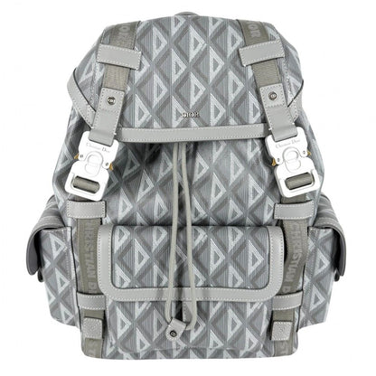 Dior Backpack CD Diamond Hit the Road Leather Gray Silver