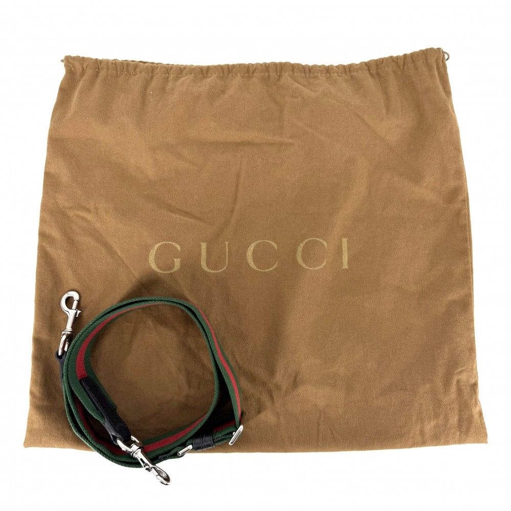 Gucci 2-Way Shoulder Bag Crossbody GG Canvas Leather Black Silver — view 8