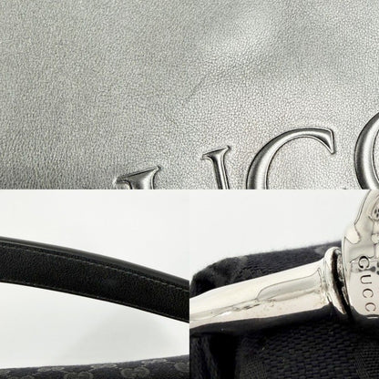 Gucci 2-Way Shoulder Bag Crossbody GG Canvas Leather Black Silver — view 7