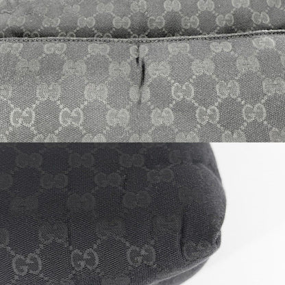 Gucci 2-Way Shoulder Bag Crossbody GG Canvas Leather Black Silver — view 6