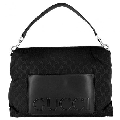 Gucci 2-Way Shoulder Bag Crossbody GG Canvas Leather Black Silver — view 2