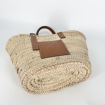 Loewe Handbag Anagram Basket Bag Shoulder Palm Leaf Calf Leather Beige Brown — view 3