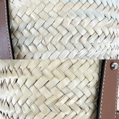 Loewe Handbag Anagram Basket Bag Shoulder Palm Leaf Calf Leather Beige Brown — view 7