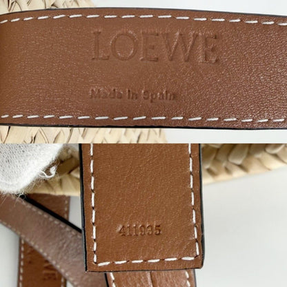 Loewe Handbag Anagram Basket Bag Shoulder Palm Leaf Calf Leather Beige Brown — view 5