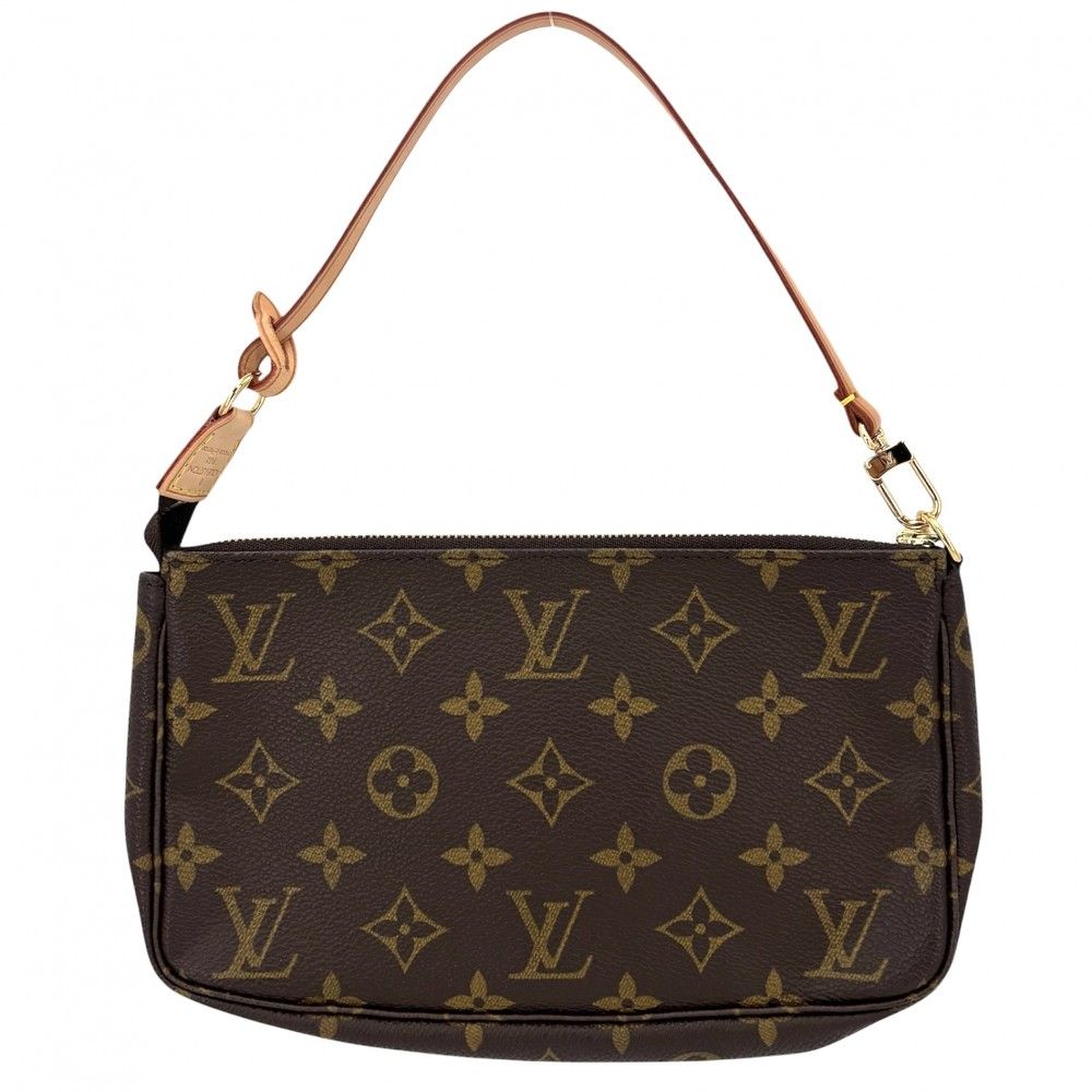 Louis Vuitton Handbag Pochette Soir Pouch Monogram Canvas Brown Gold — view 2