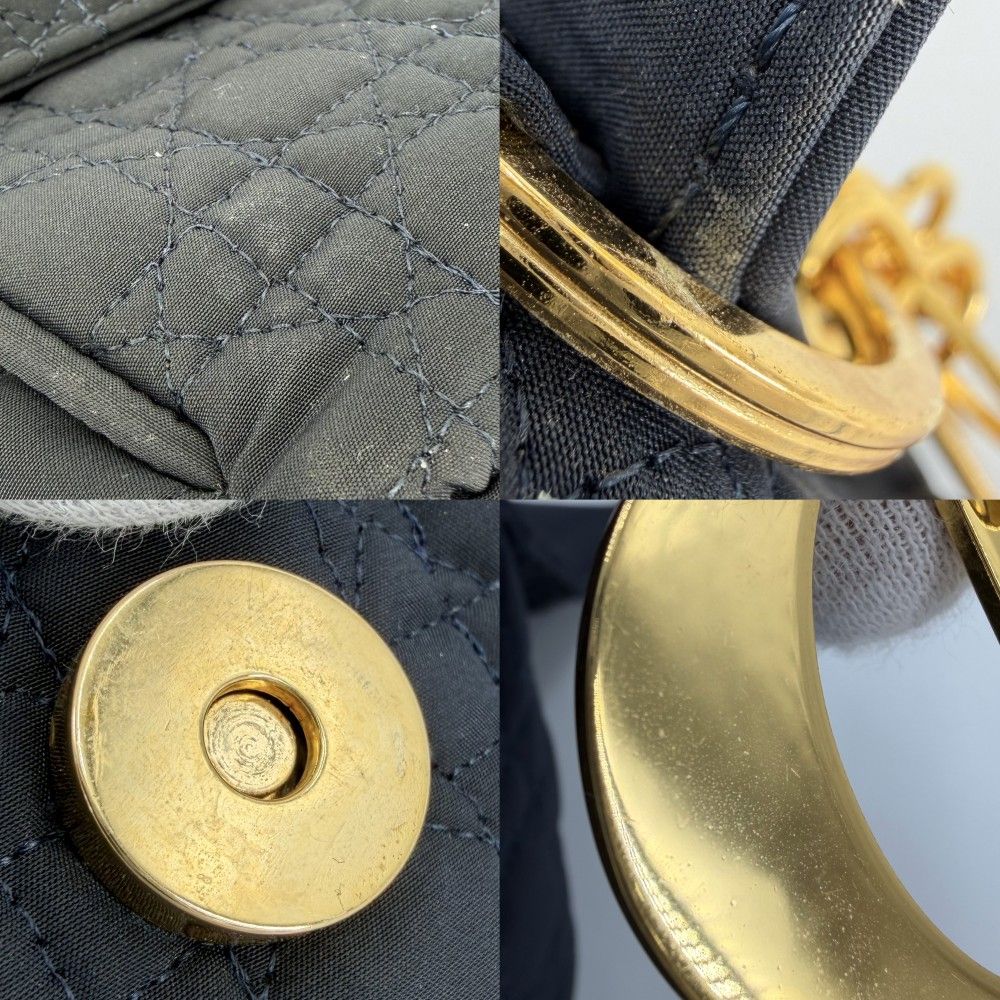 Dior Shoulder Bag Cannage Crossbody Nylon Dark Navy Gold — view 6