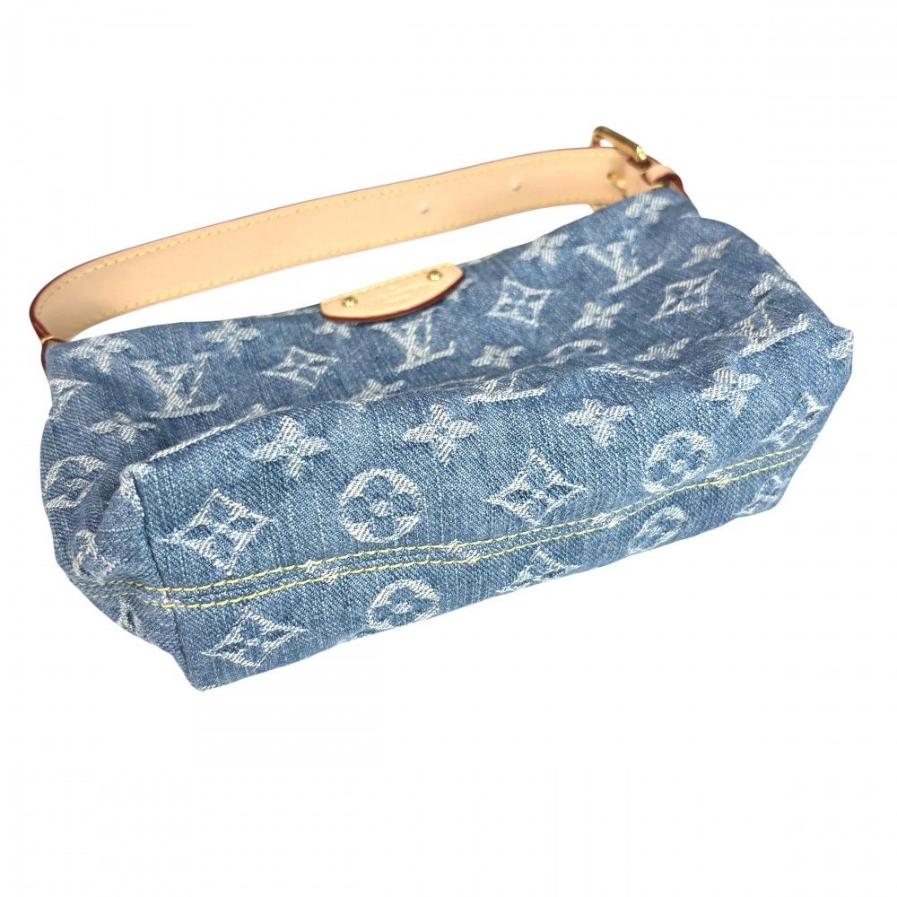 Louis Vuitton Pochette Hills Mini Bag Monogram Denim Blue Gold — view 3