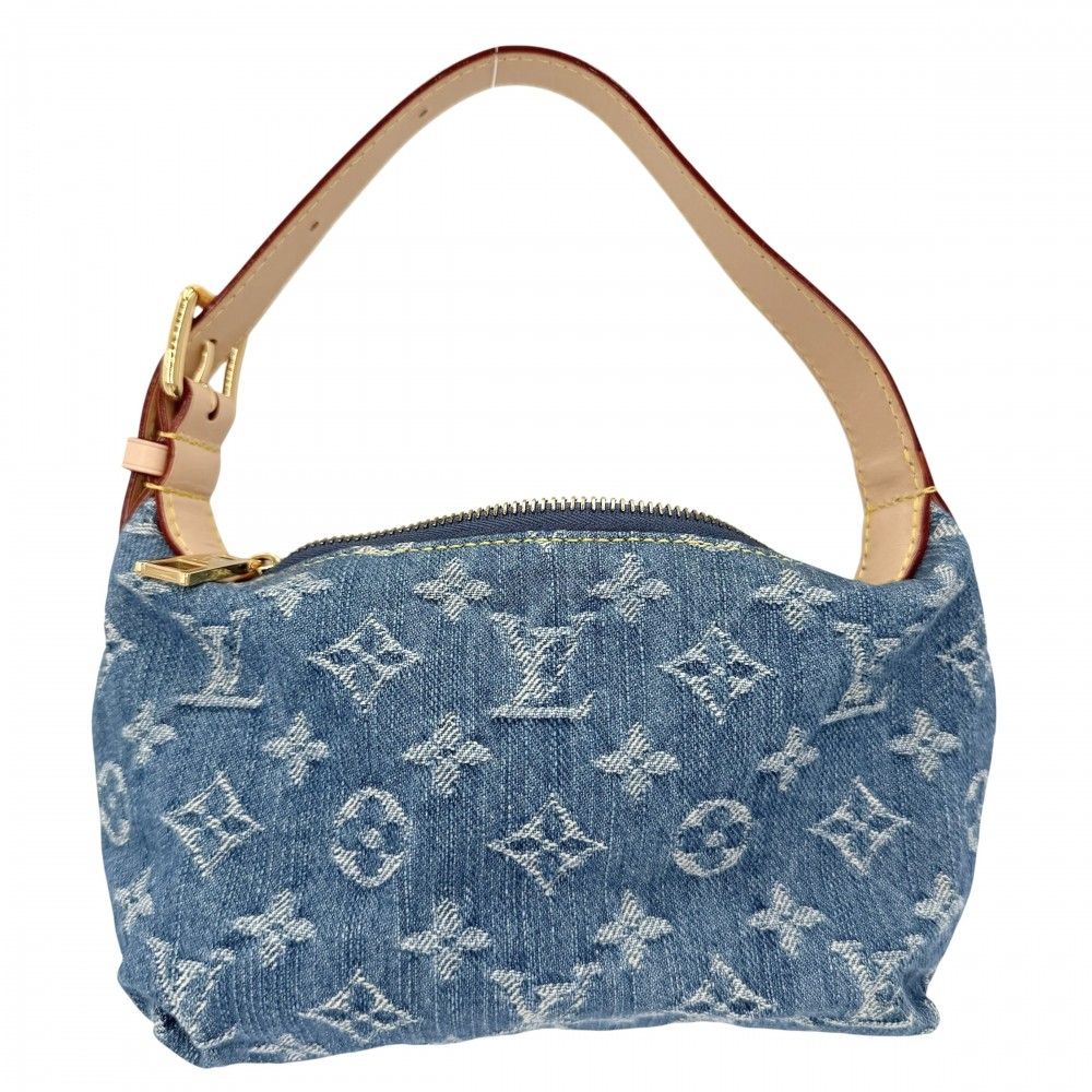 Louis Vuitton Pochette Hills Mini Bag Monogram Denim Blue Gold — view 2