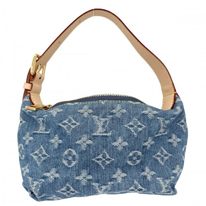 Louis Vuitton Pochette Hills Mini Bag Monogram Denim Blue Gold — view 2