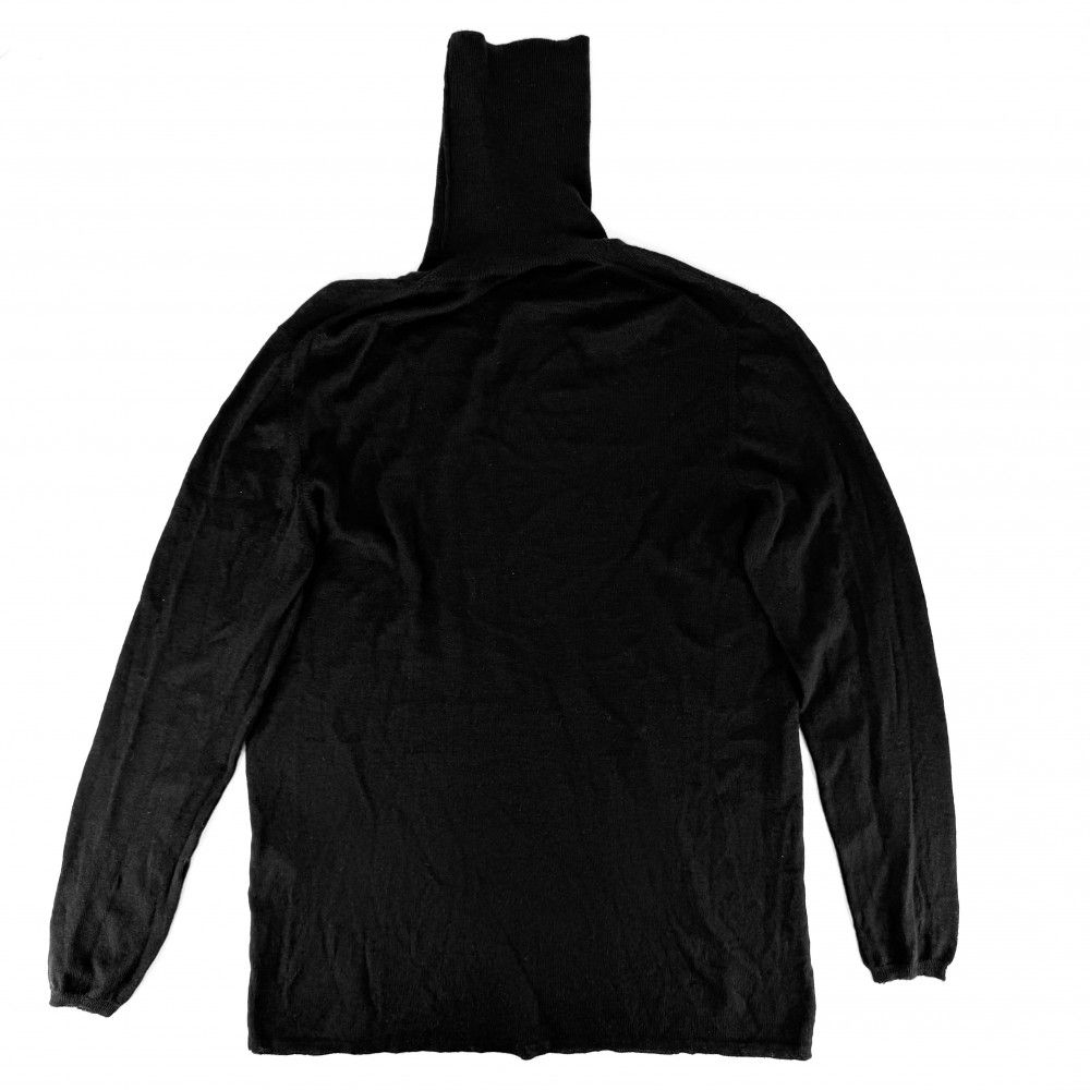 Chanel Knit CC Logo Turtleneck Top Lightweight Sweater 42 Black Cashmere Fall — view 2