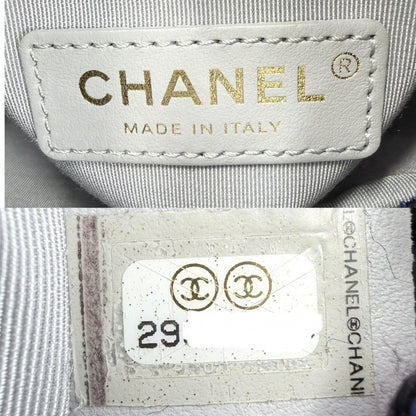 Chanel Shoulder Bag CC Logo Quilted Drawstring 2-Way Leather Navy Gold — view 4