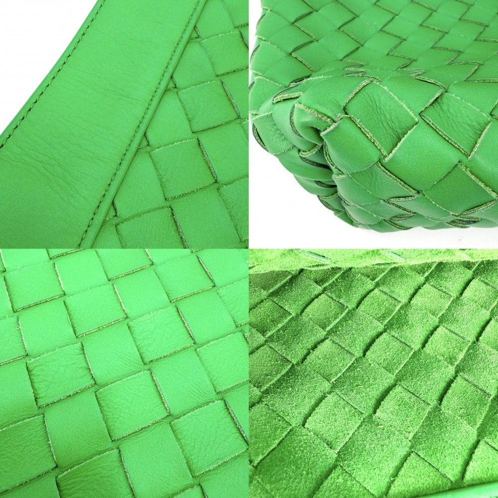 Bottega Veneta Tote Intrecht Handbag Shoulder Holder Leather Green Silver — view 6