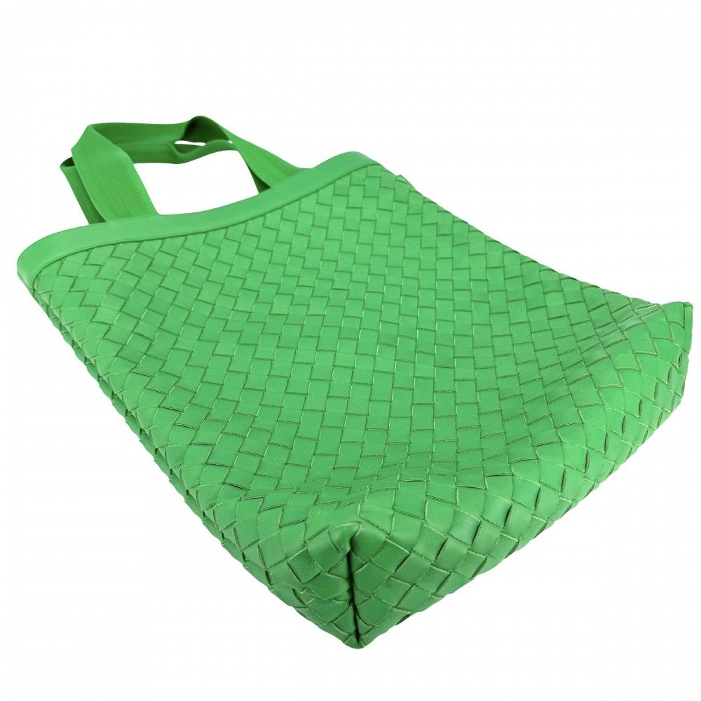 Bottega Veneta Tote Intrecht Handbag Shoulder Holder Leather Green Silver — view 3