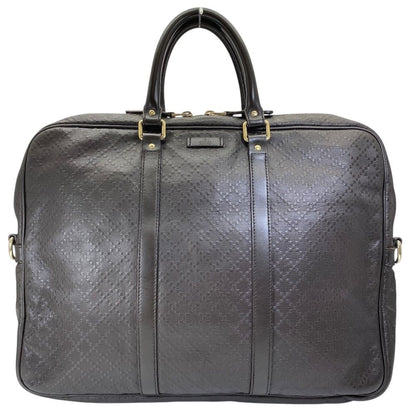 Gucci Diamante Business Briefcase Leather Dark Brown Lightweight Capacity
