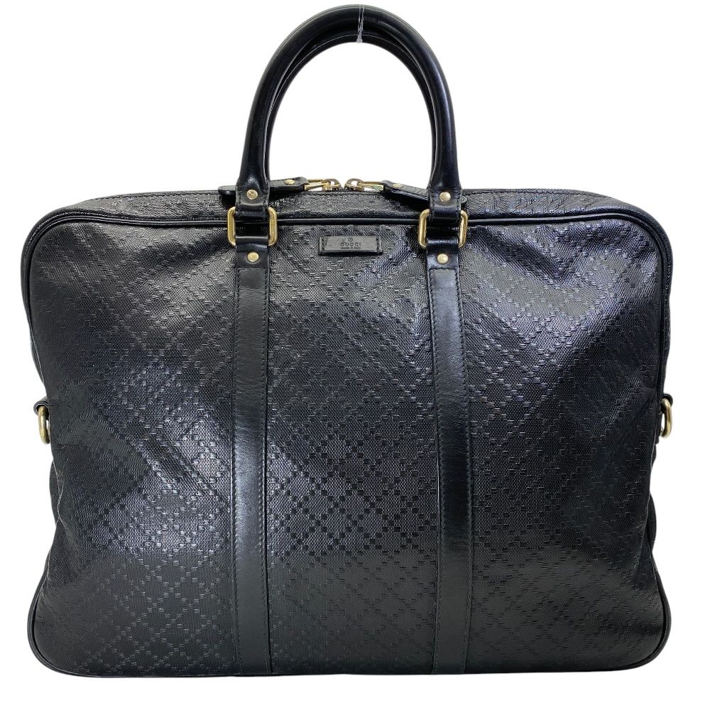 Gucci Diamante Business Briefcase Leather Black Lightweight Capacity Crossbody