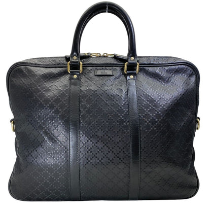 Gucci Diamante Business Briefcase Leather Black Lightweight Capacity Crossbody