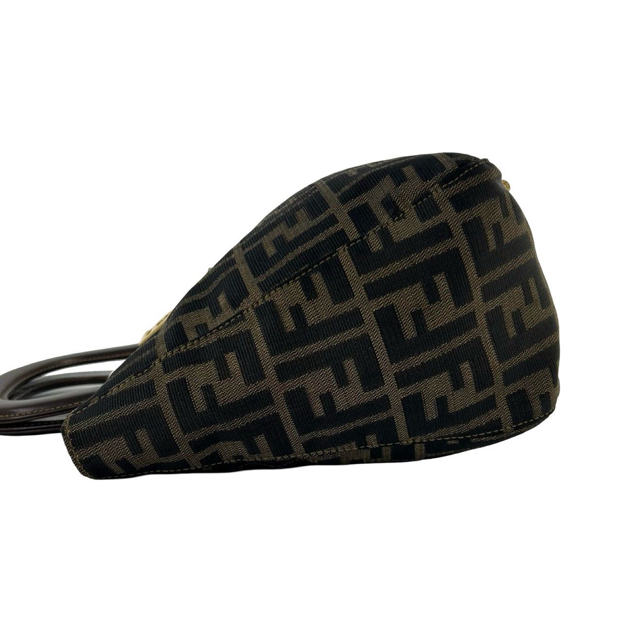 Fendi Zukka FF Logo Canvas Leather Handbag Mini Tote Brown — view 5