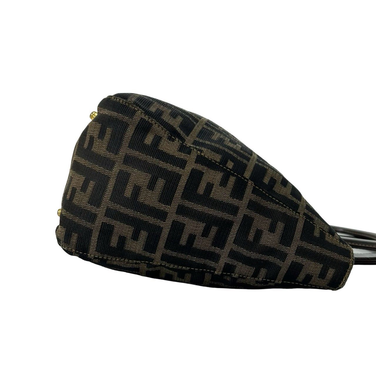 Fendi Zukka FF Logo Canvas Leather Handbag Mini Tote Brown — view 6