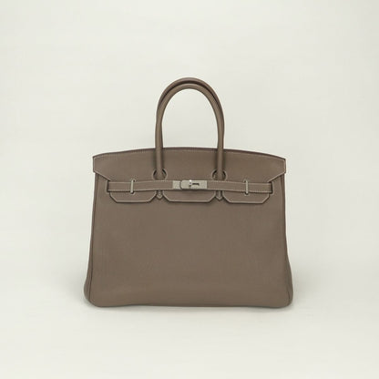 Hermes Birkin 35 Tote Togo Etoupe Gray Silver