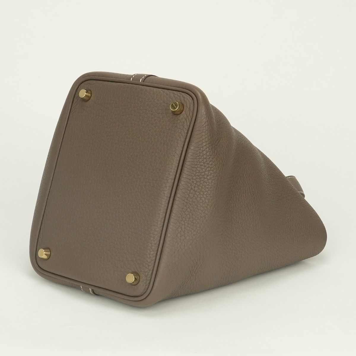 Hermes Picotin Lock PM 18 Tote Taurillon Clemence Etoupe Gray Gold — view 5