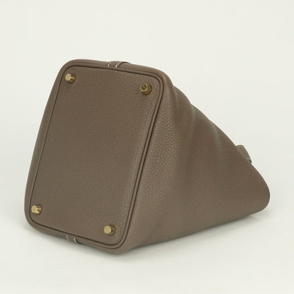 Hermes Picotin Lock PM 18 Tote Taurillon Clemence Etoupe Gray Gold — view 5