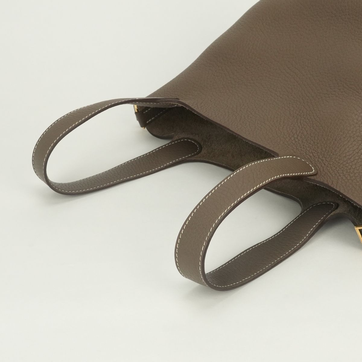 Hermes Picotin Lock PM 18 Tote Taurillon Clemence Etoupe Gray Gold — view 4