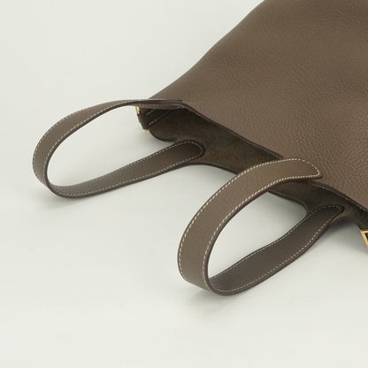 Hermes Picotin Lock PM 18 Tote Taurillon Clemence Etoupe Gray Gold — view 4