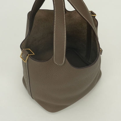 Hermes Picotin Lock PM 18 Tote Taurillon Clemence Etoupe Gray Gold — view 8