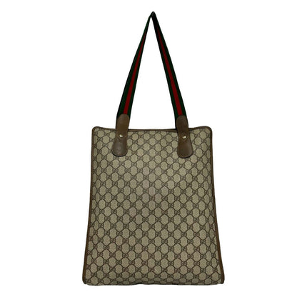 Gucci Vintage Sherry Line GG Logo Leather Tote Brown — view 3