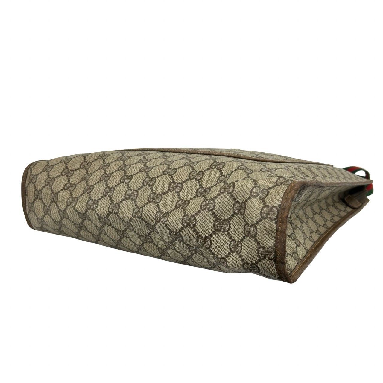 Gucci Vintage Sherry Line GG Logo Leather Tote Brown — view 8