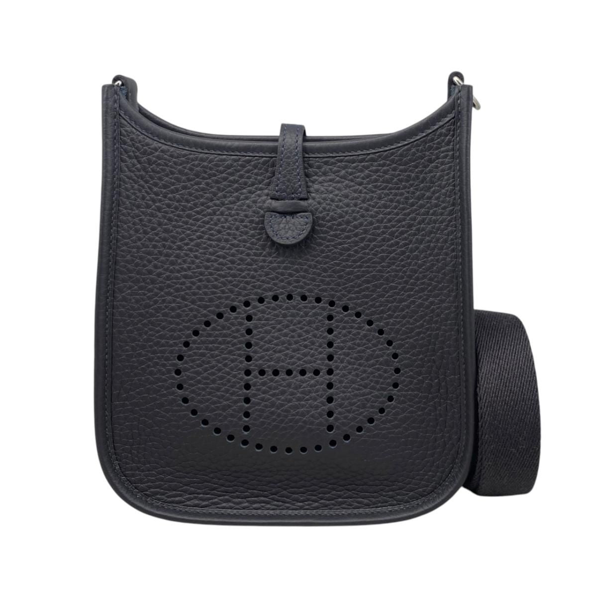 Hermes Shoulder Bag Evelyne TPM Taurillon Clemence Navy Silver