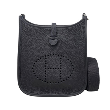 Hermes Shoulder Bag Evelyne TPM Taurillon Clemence Navy Silver
