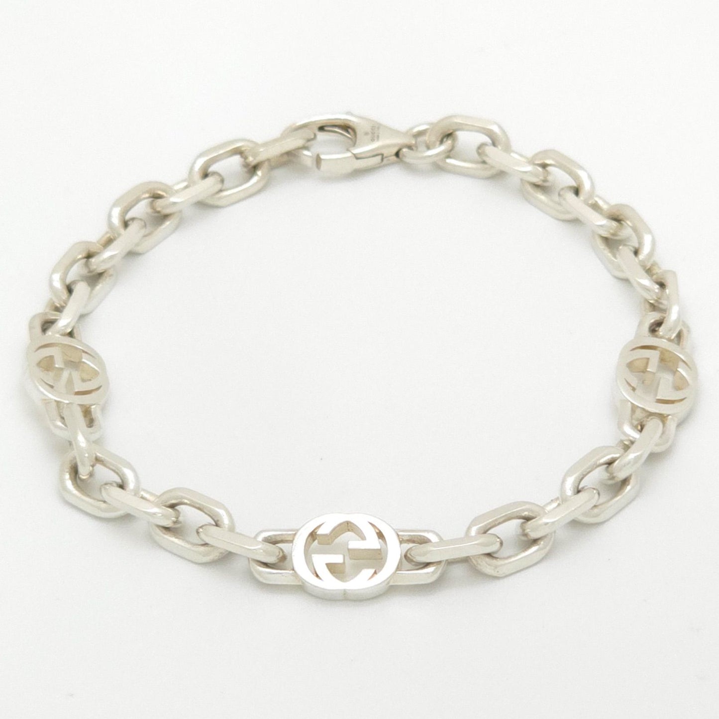 Gucci Interlocking G Chain Bracelet 19.3 Shiny Finish Sterling Silver Box