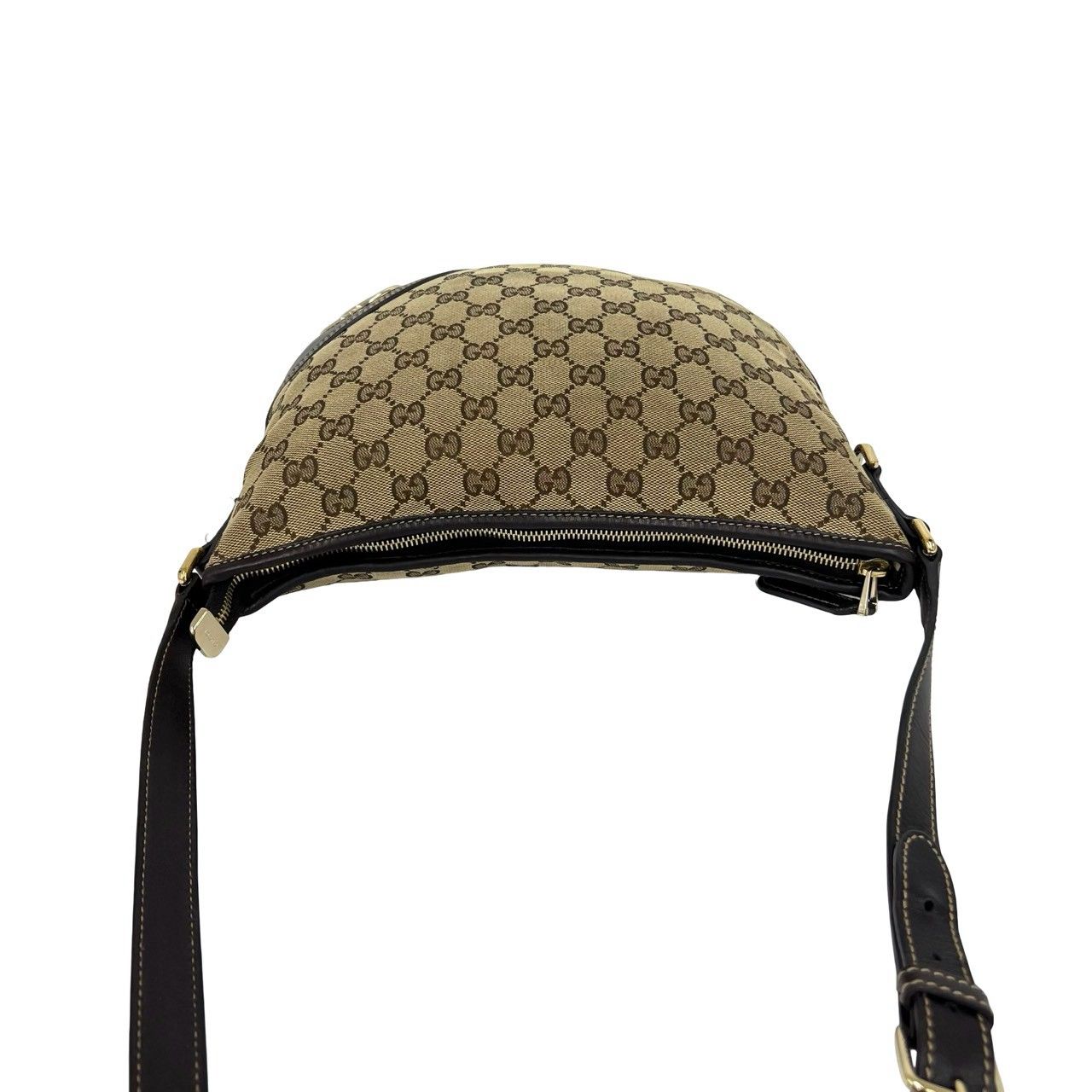 Gucci Bagged GG Logo Canvas Leather Shoulder Bag Pochette Cloth Brown — view 4