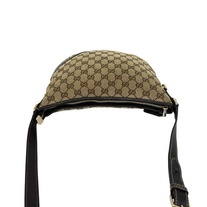 Gucci Bagged GG Logo Canvas Leather Shoulder Bag Pochette Cloth Brown — view 4